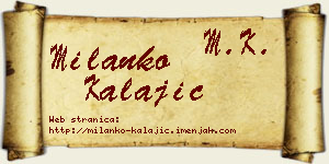 Milanko Kalajić vizit kartica